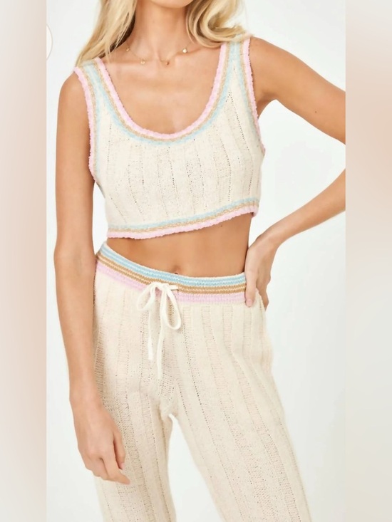 l*space Tops - NWT l*space Ivy Cream Knit Crop Tank Top with Pastel Trim